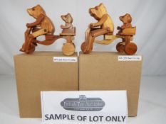 Thirty three ex- retail stock wooden cycling bears,