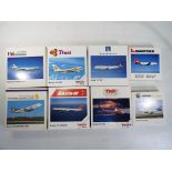 Herpa - eight boxed diecast airplanes in 1:500 scale comprising 504270, 50098, 503372, 500616,