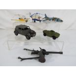 Dinky Toys - six unboxed and playworn diecast models by Dinky Toys to include Ferret Scout Car,