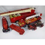 Tonka Toys and others - Five fire engines comprising two unboxed, unpowered fire engine,