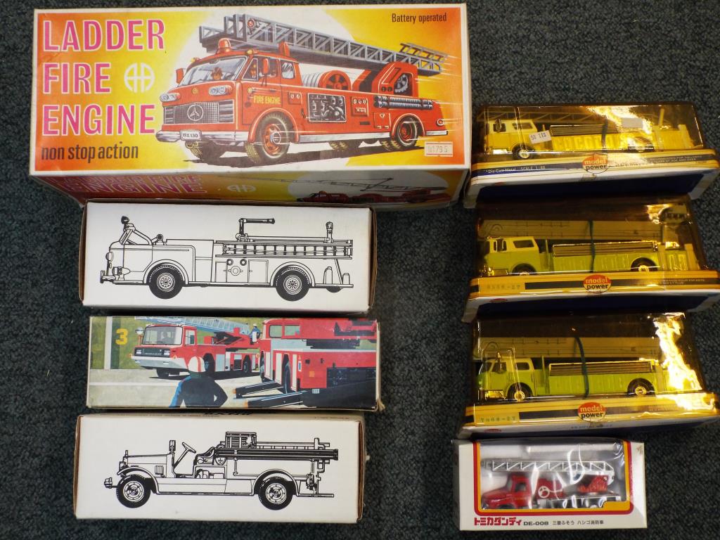 ERTL & others - 8 die cast and plastic Fire vehicles in original boxes, comprising 3x Model Power,