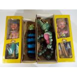 Pelham Puppets - four vintage boxed Pelham Puppets to include Caterpillar, Mother Dragon,