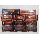 Diecast - Eleven diecast models of fire appliances in 1:43, 1:64, 1:32 scales to include Schuco,