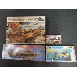 Model kits - four boxed model kits to include a Tamiya 1:25 scale JAGD Panther 46 ton medium tank,