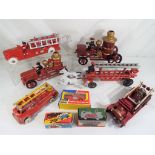 Fire engines - six cast iron and three diecast fire vehicles to include two very rare Maxwell Mini