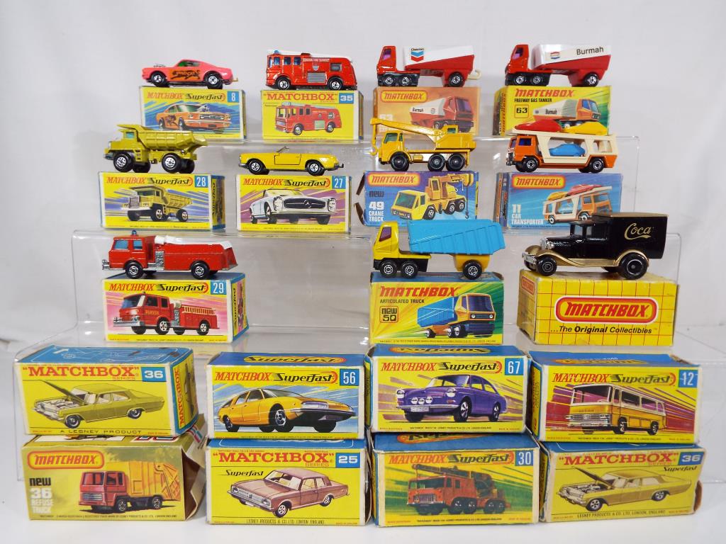 Matchbox - eleven diecast vehicles in original boxes, plus eight empty boxes, boxes e,