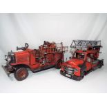 Fire Engines - Two tinplate fire engines, largest 20 cm x 36 cm x 13 cm, condition NM.