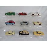 Dinky - nine early diecast model motor cars comprising Mercedes Benz with driver figure # 237,