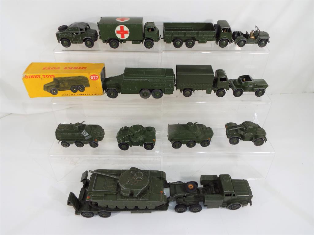 Dinky Toys - 13 military models Condition Good to Very Good.