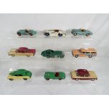 Dinky - nine early diecast model motor cars comprising Sunbeam Alpine # 107, Triumph TR2 # 111,