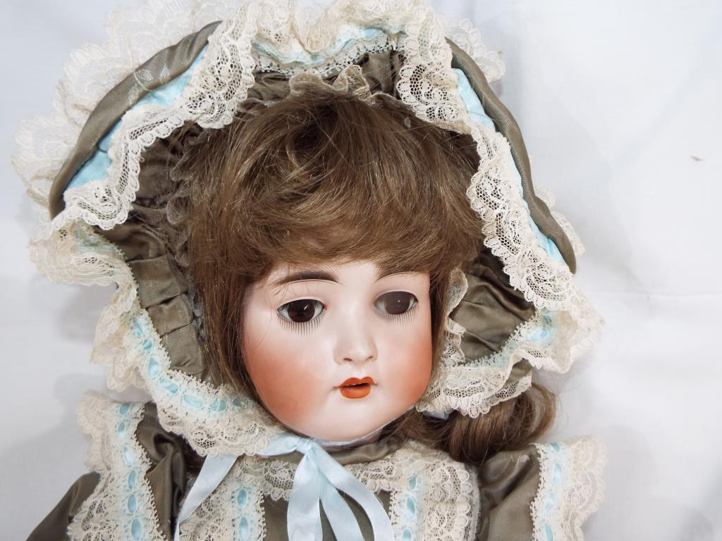 Dolls - a German bisque headed jointed dressed doll, approx 80cm (h) with glass sleeping eyes, - Image 2 of 6