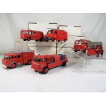 Mini Vehicules - six white metal kit built fire vehicles in e to nm condition (6).