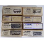 Ambrico - eight off 4mm scale cast white metal model kits comprising Double Decker Buses and