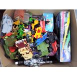 A mixed lot of toys to include Dr Who figure, a boxed Toy Story Buzz Lightyear figure,