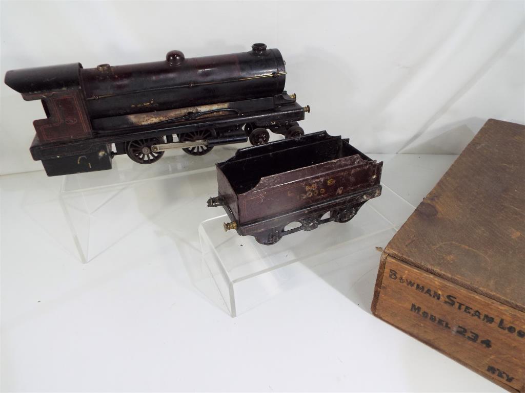 Bowman Steam Locomotive - an early O gauge steam locomotive, 4-4-0 with tender, - Image 3 of 3