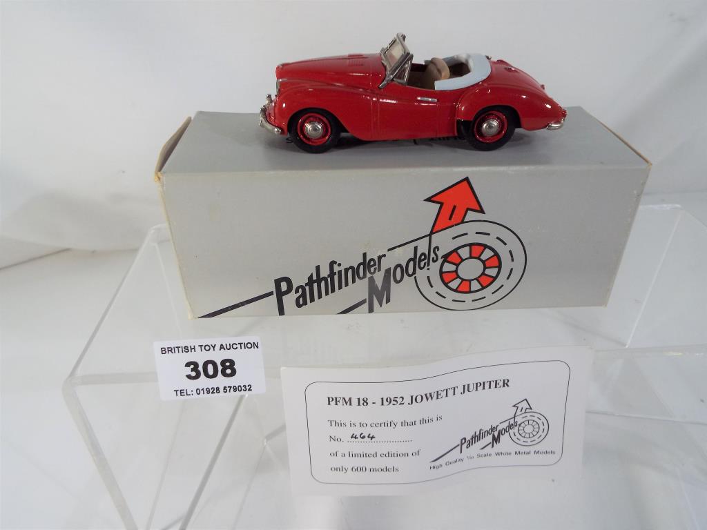 Pathfinder Models - a handbuilt 1:43 scale diecast model 1952 Jowett Jupiter convertible # PFM18