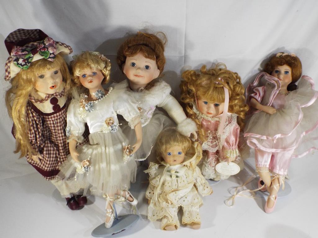 Leonardo and The Ashton Drake Galleries - six porcelain dolls includes Jessie,