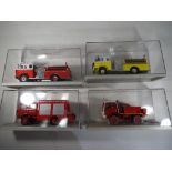 Replex - Four diecast fire engines in original boxes comprising two Renault and two Mack trucks,