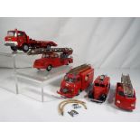 Tekno - five unboxed diecast fire vehicles to include a Scania Vabis ref 445 and a Volvo Falck