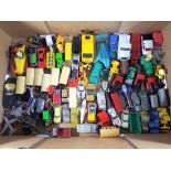 Diecast - a box containing in excess of 50 predominantly diecast model vehicles to include Dinky,