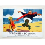 A large painted metal advertising sign 'Skegness is so bracing'