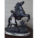 A Victorian spelter Marley Horse figure ornament