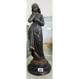 A Victorian spelter figure ornament of a young girl approx 18 " tall