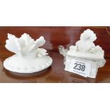 Ten white dove mounted porcelain trinket boxes