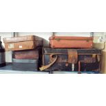 Five old suitcases
