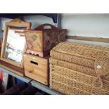 A pine swing toilet mirror, a pine storage box,