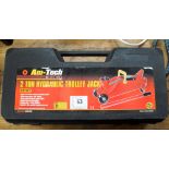 A 2 tonne hydraulic trolley jack