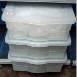 A quantity of storage boxes with lids and folding boxes