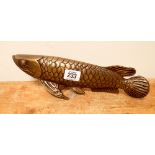 A bronze carp ornament approx 11" long