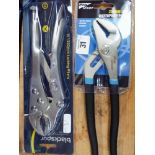 A new 10" water pump pliers and a new 10" locking pliers