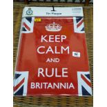 Six metal signs 'Keep Calm' and 'Rule Britannia'