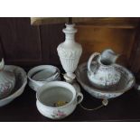 A quantity of assorted Victorian decorated toilet ware,