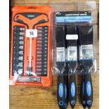 A new 24 piece T-handled screwdriver set and a new 5 piece paintbrush set