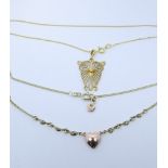 Two modern 9ct gold necklaces gross weight 7gms,