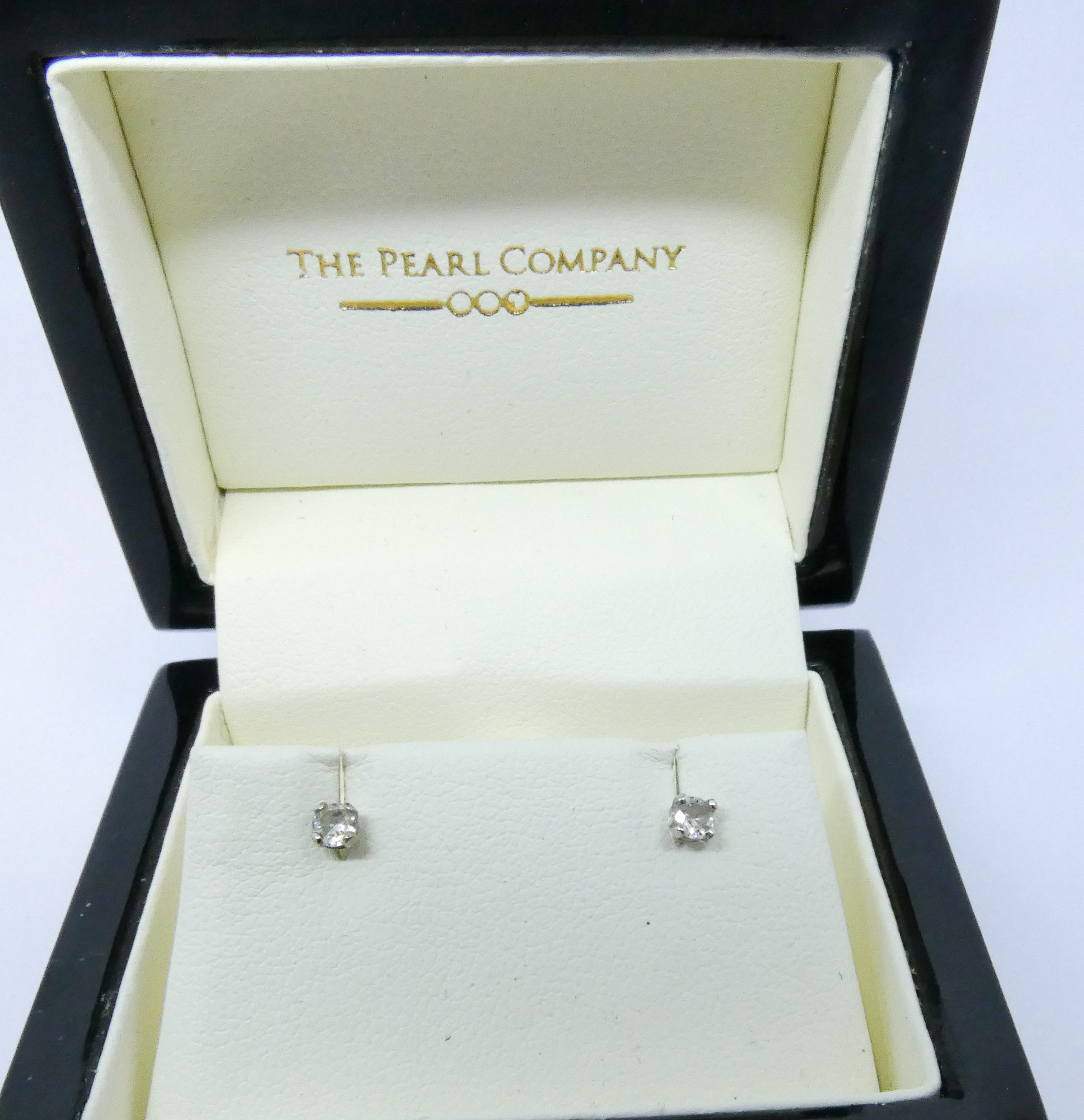 Three pairs of modern diamond set earrings, - Image 3 of 3