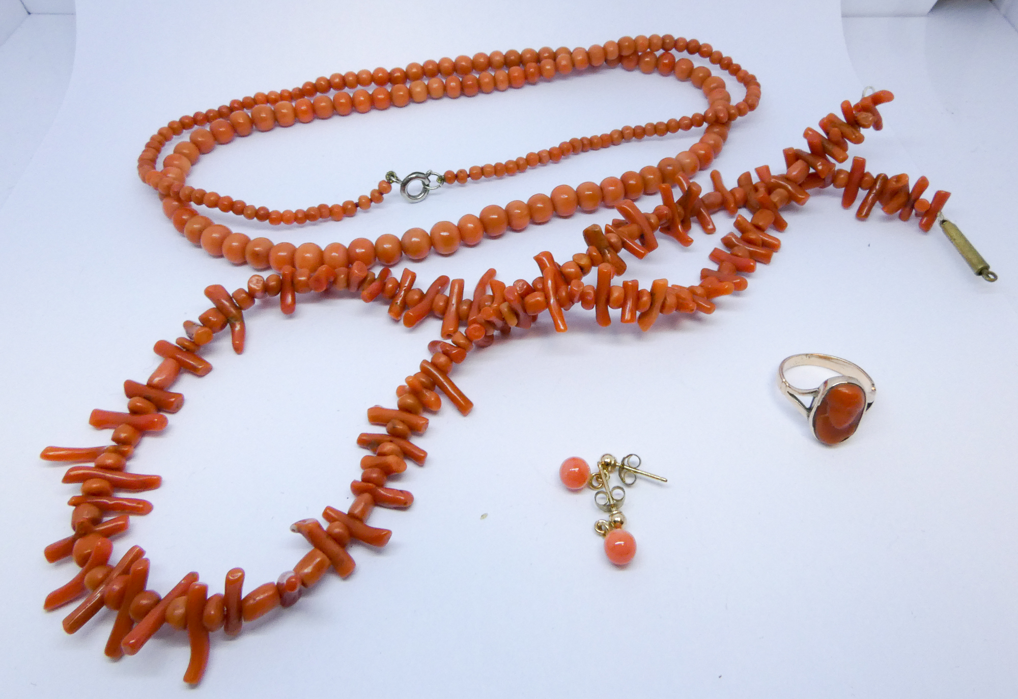 Stick Coral necklace, graduated coral bead necklace,