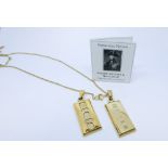 Two modern 9ct gold ingots one with chain gross weight 18.