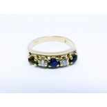 A 14ct yellow gold half hoop ring set sapphires and diamonds One sapphire missing