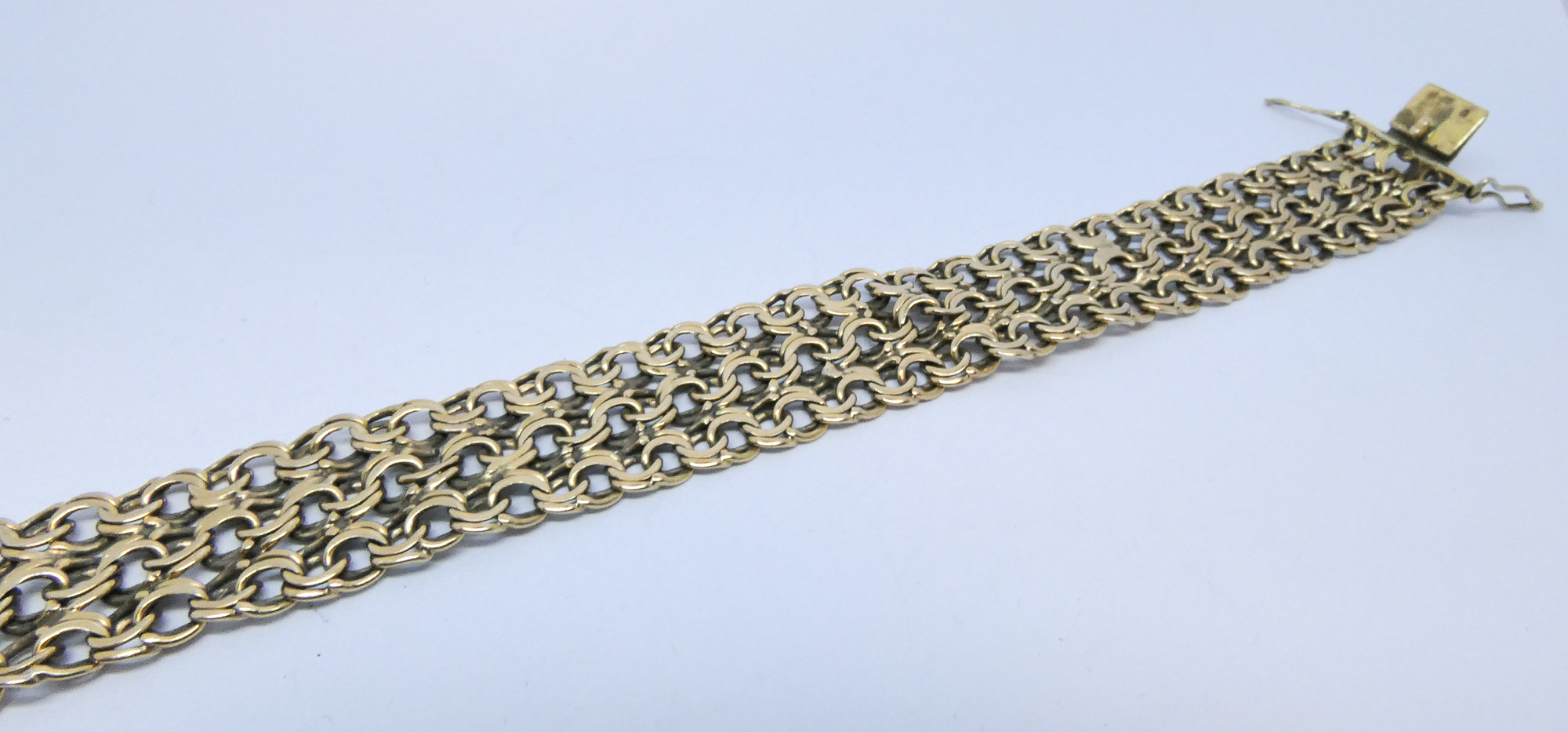 A Victorian yellow metal flexible bracelet un-hallmarked but tests as 9ct yellow gold 27. - Image 2 of 2