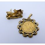 1907 Gold sovereign mounted as a pendant in a 9ct gold mount 10.