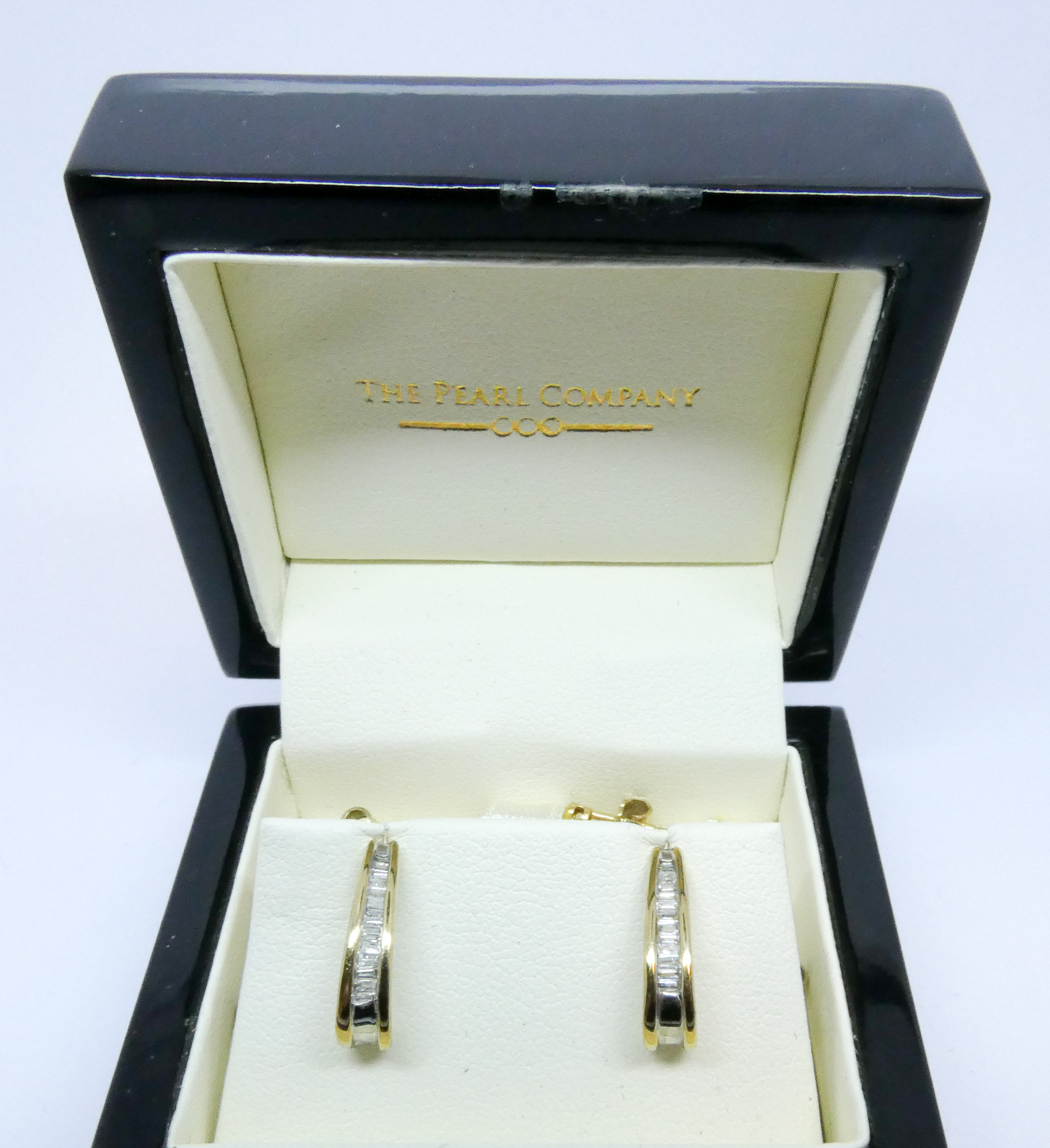 Three pairs of modern diamond set earrings, - Image 2 of 3