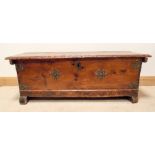 An antique pine blanket chest 4' wide (lid hinge damaged)