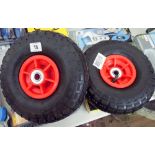 Two new pneumatic sack truck wheels