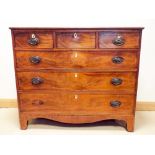 A Georgian mahogany line inlaid chest of three long and three short drawers