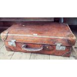 Brown leather suitcase