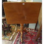 Victorian pale mahogany snap top rectangular occasional table on pillar and tripod base 30"x20"